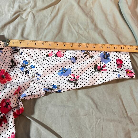 Allison Daley Women's sz 12 3/4 sleeve button Polka Dot Floral Blouse Top Casual - Picture 7 of 7